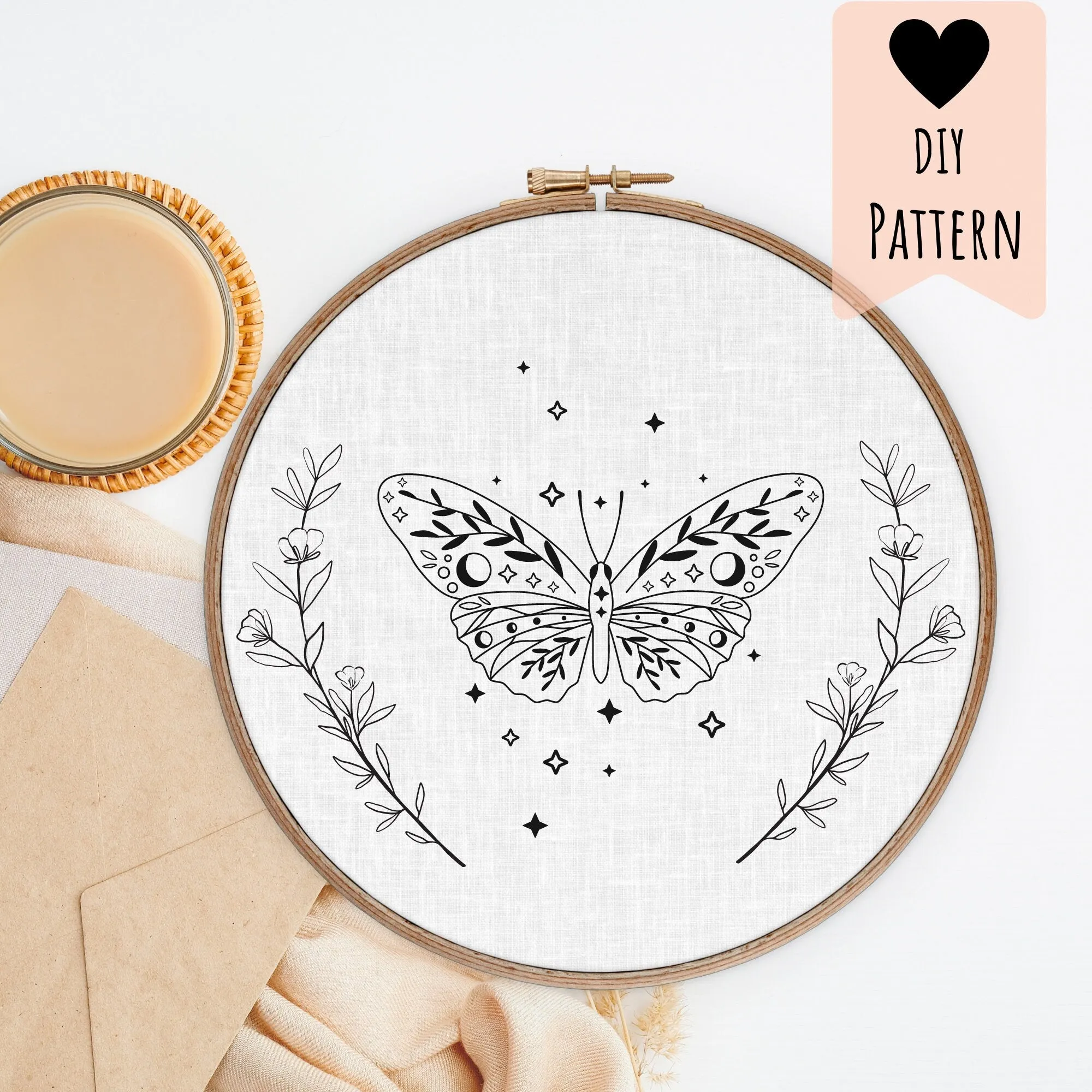 PDF Embroidery Pattern Celestial Moth Art E3