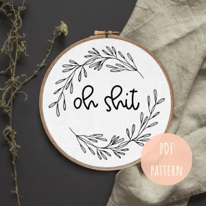 PDF Embroidery Pattern Rude  Modern Hoop Design E18