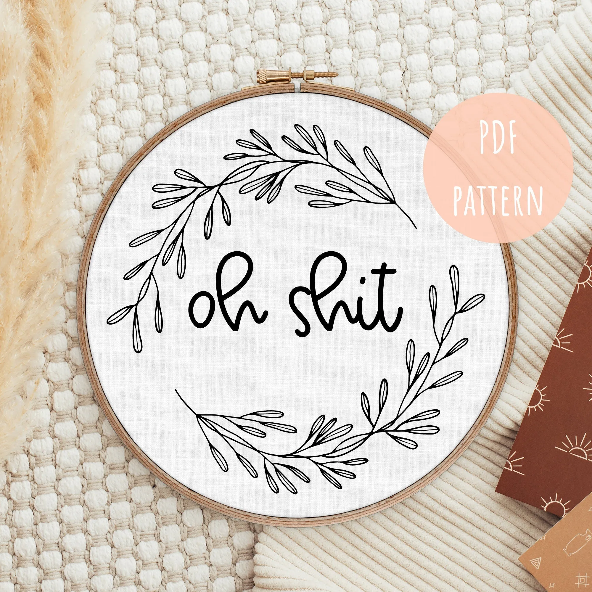 PDF Embroidery Pattern Rude  Modern Hoop Design E18