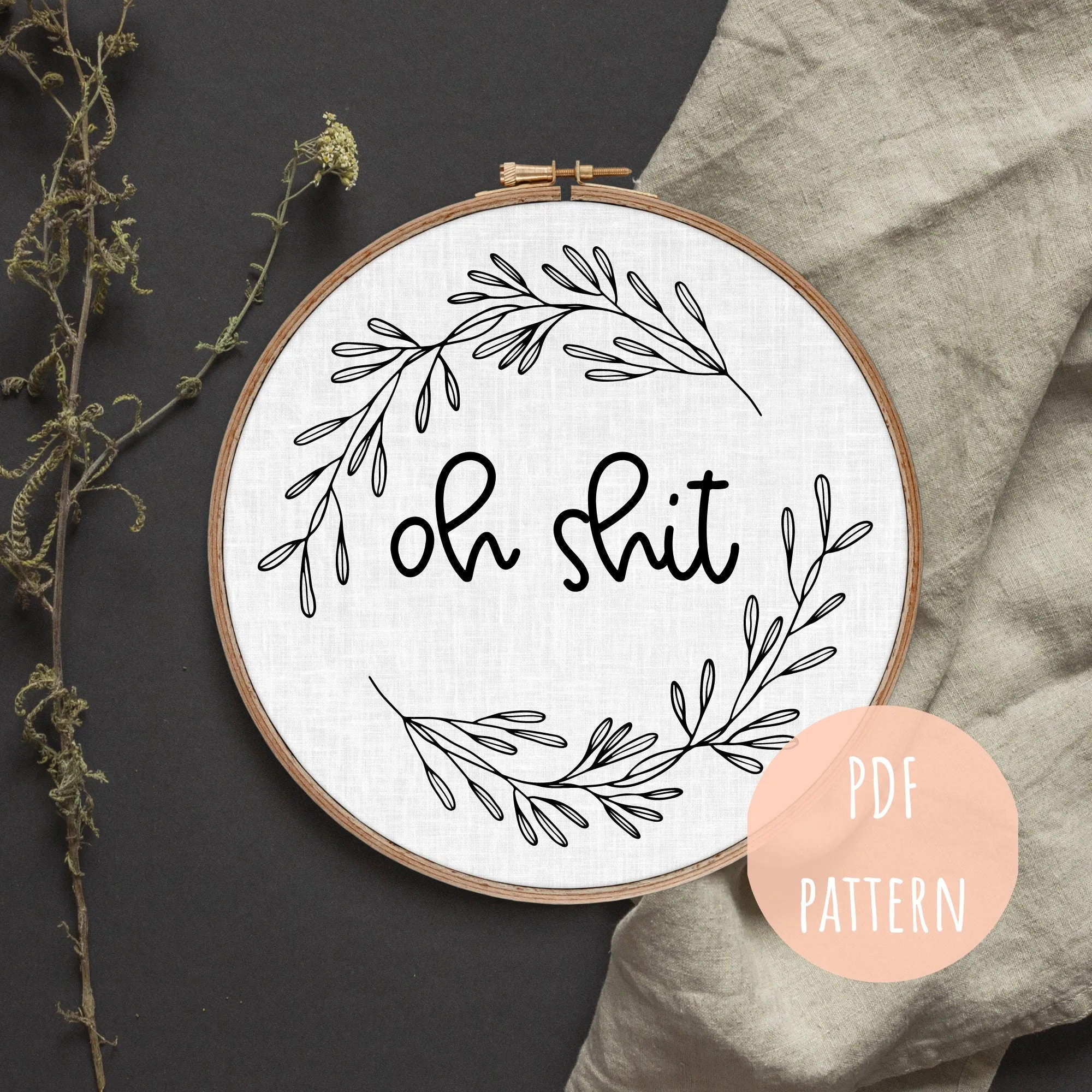 PDF Embroidery Pattern Rude  Modern Hoop Design E18