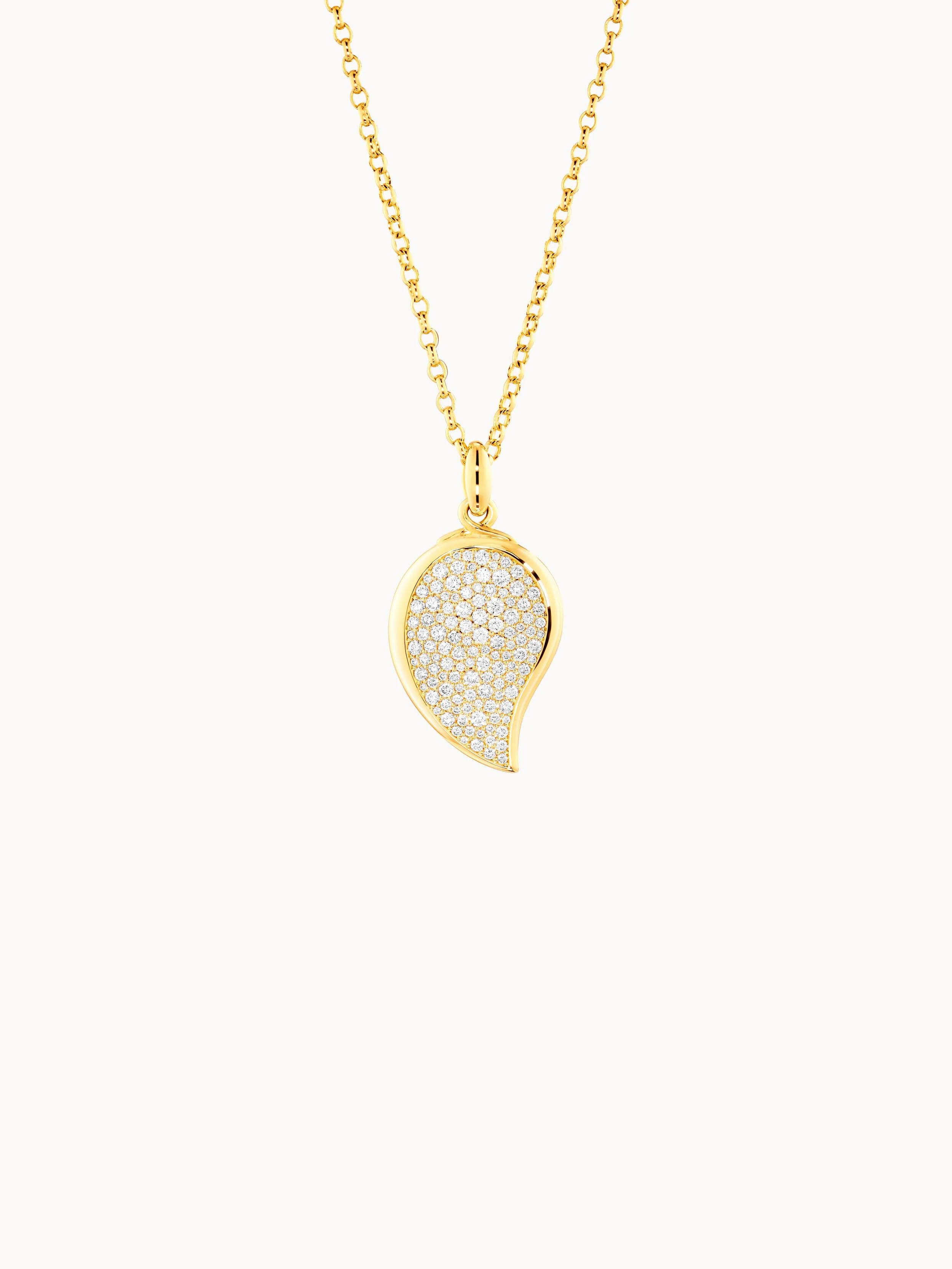 Pendant SIGNATURE Wave small Diamond Pavé 18K yellow gold
