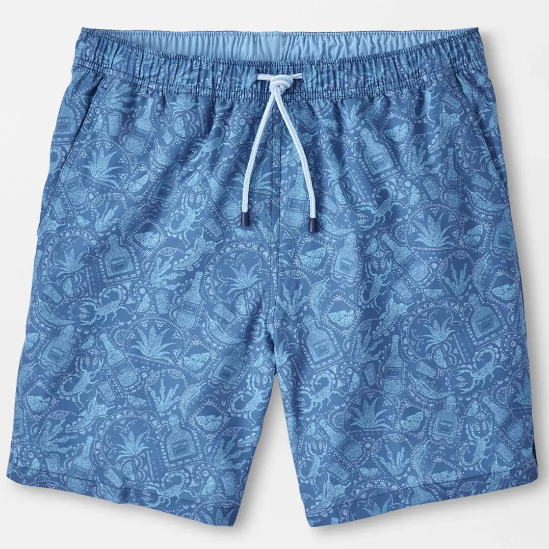 Peter Millar Mens Classic Fit 'MEZCAL MAYHEM' Swim Trunk - MOON BLUE