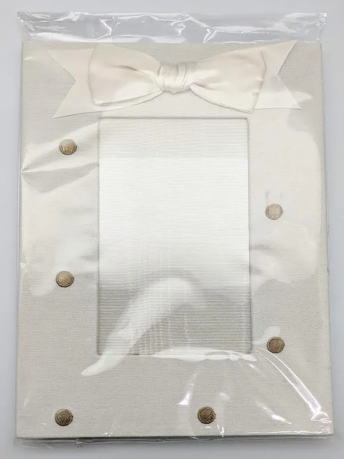 PICTURE FRAME - JS - GOLD POLKA DOTS CREAM LINEN FRAME