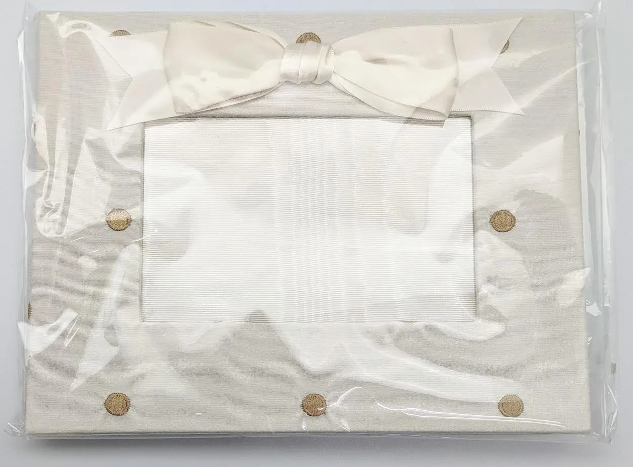PICTURE FRAME - JS - GOLD POLKA DOTS CREAM LINEN FRAME