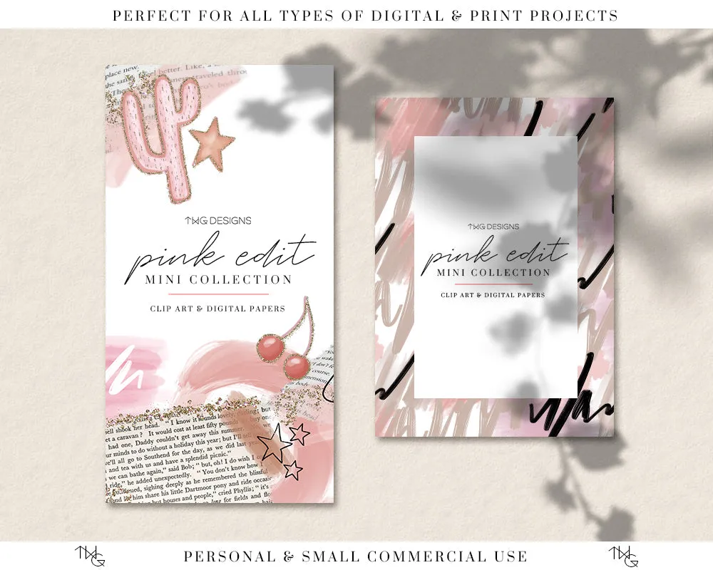 Pink Edit Clipart   Pattern Bundle