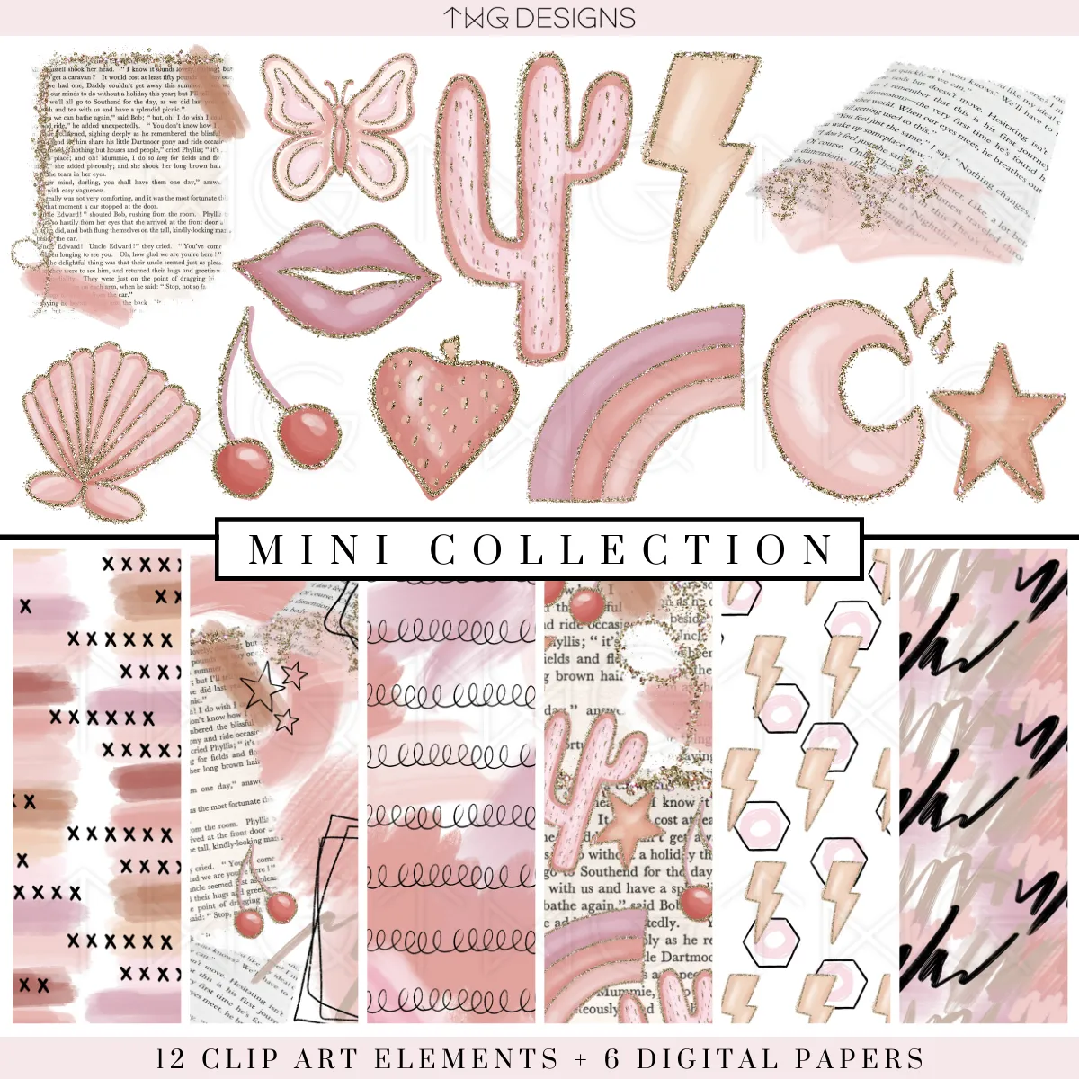 Pink Edit Clipart   Pattern Bundle