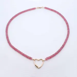 Pink Sapphire & Heart Necklace