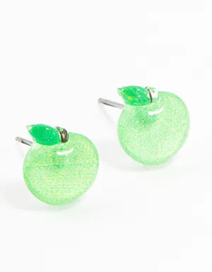 Plastic Apple Stud Earrings