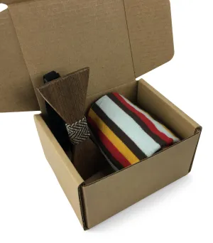 Premium Wooden Creative Handmade Bowtie with Matching Cotton Mens Blend Sock