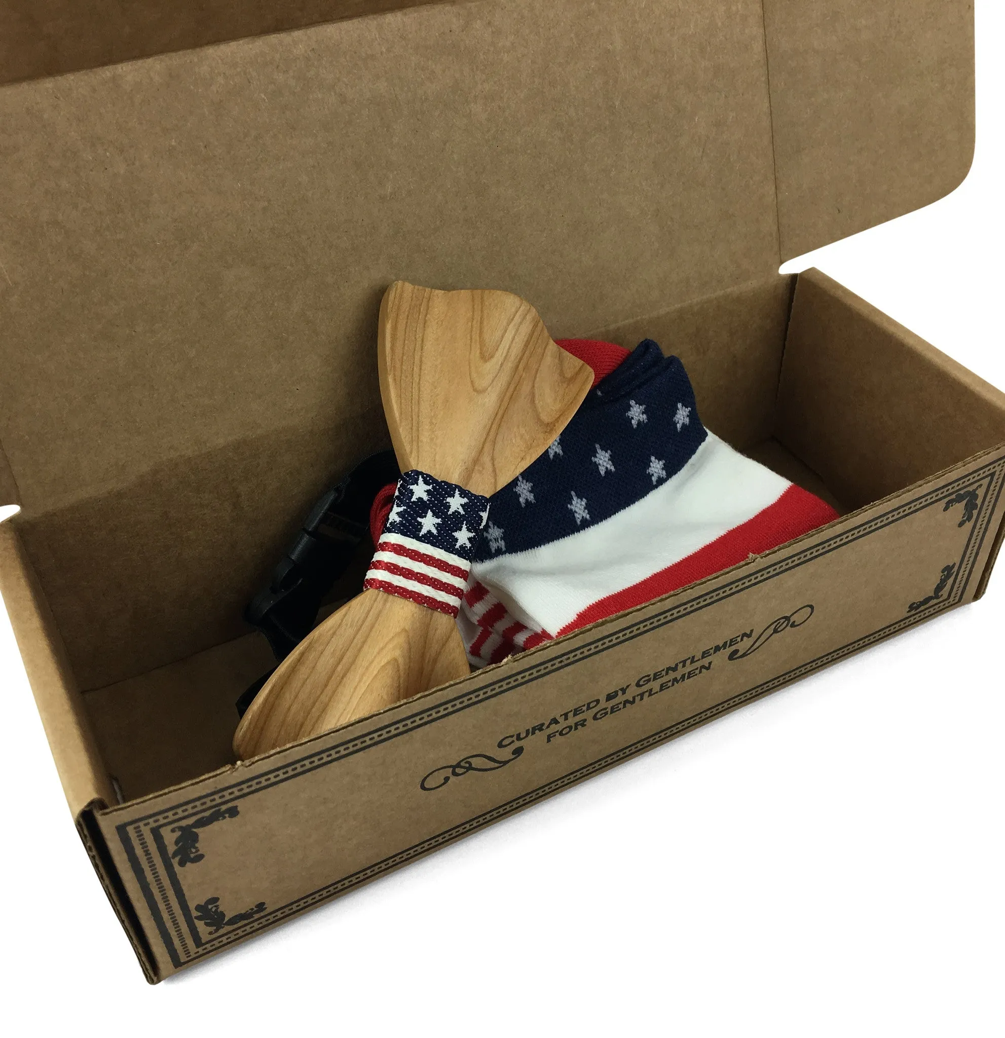 Premium Wooden Creative Handmade Bowtie with Matching Cotton Mens Blend Sock