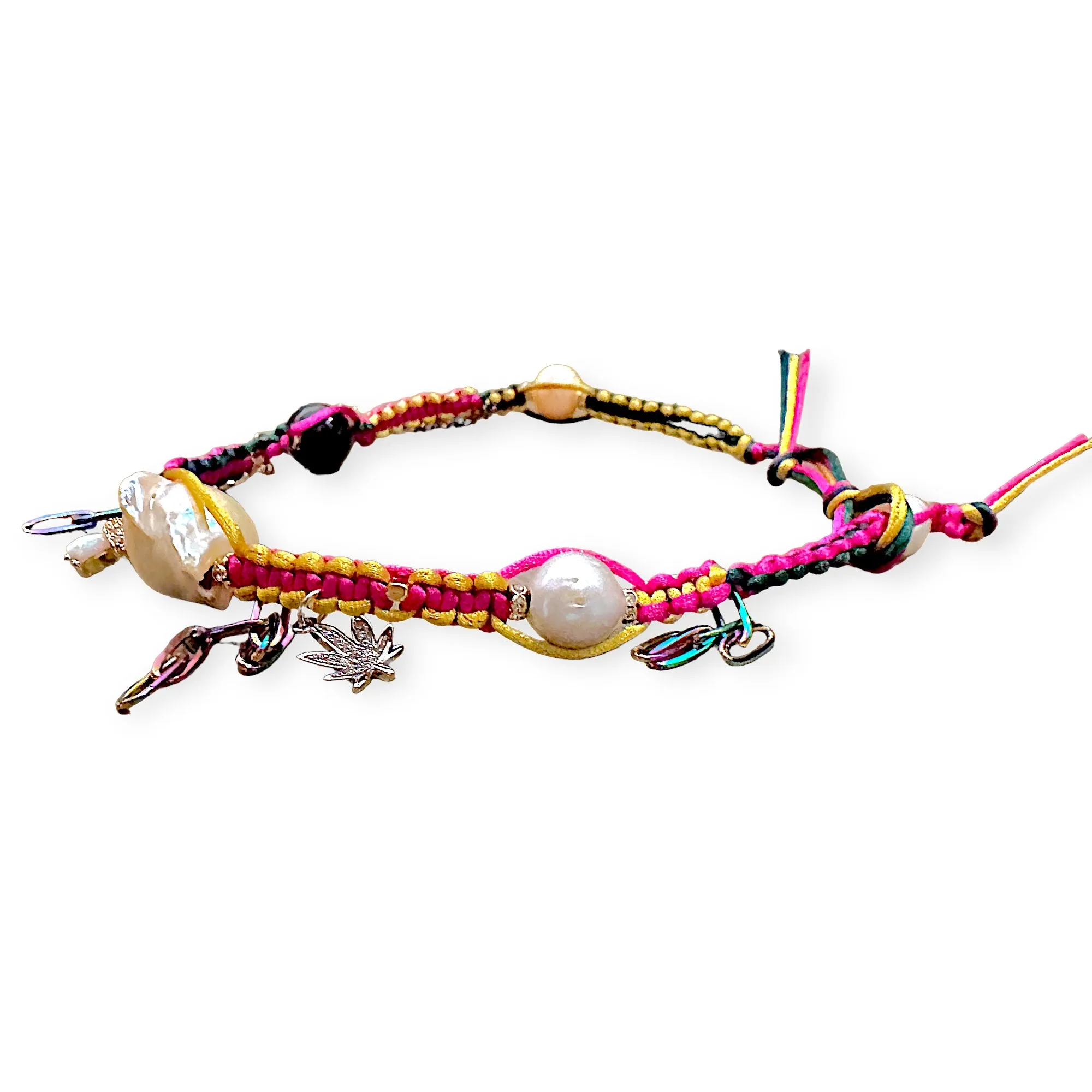 PSYCHEDELIC MERMAID LUCKY CHARM SILK ROCKER CHOKER