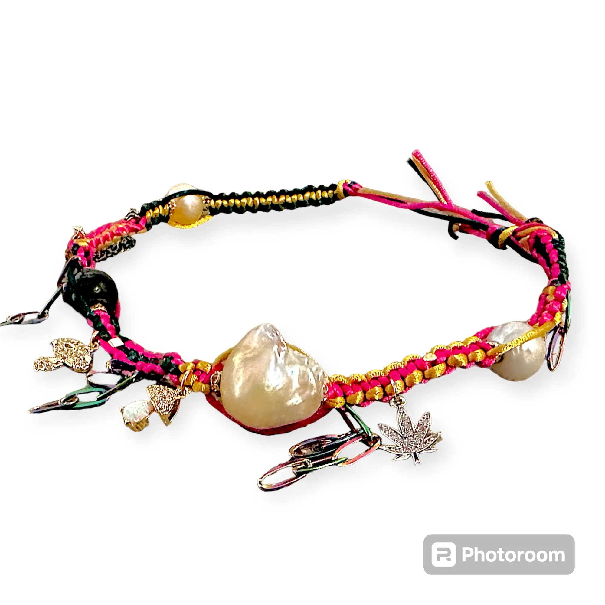 PSYCHEDELIC MERMAID LUCKY CHARM SILK ROCKER CHOKER