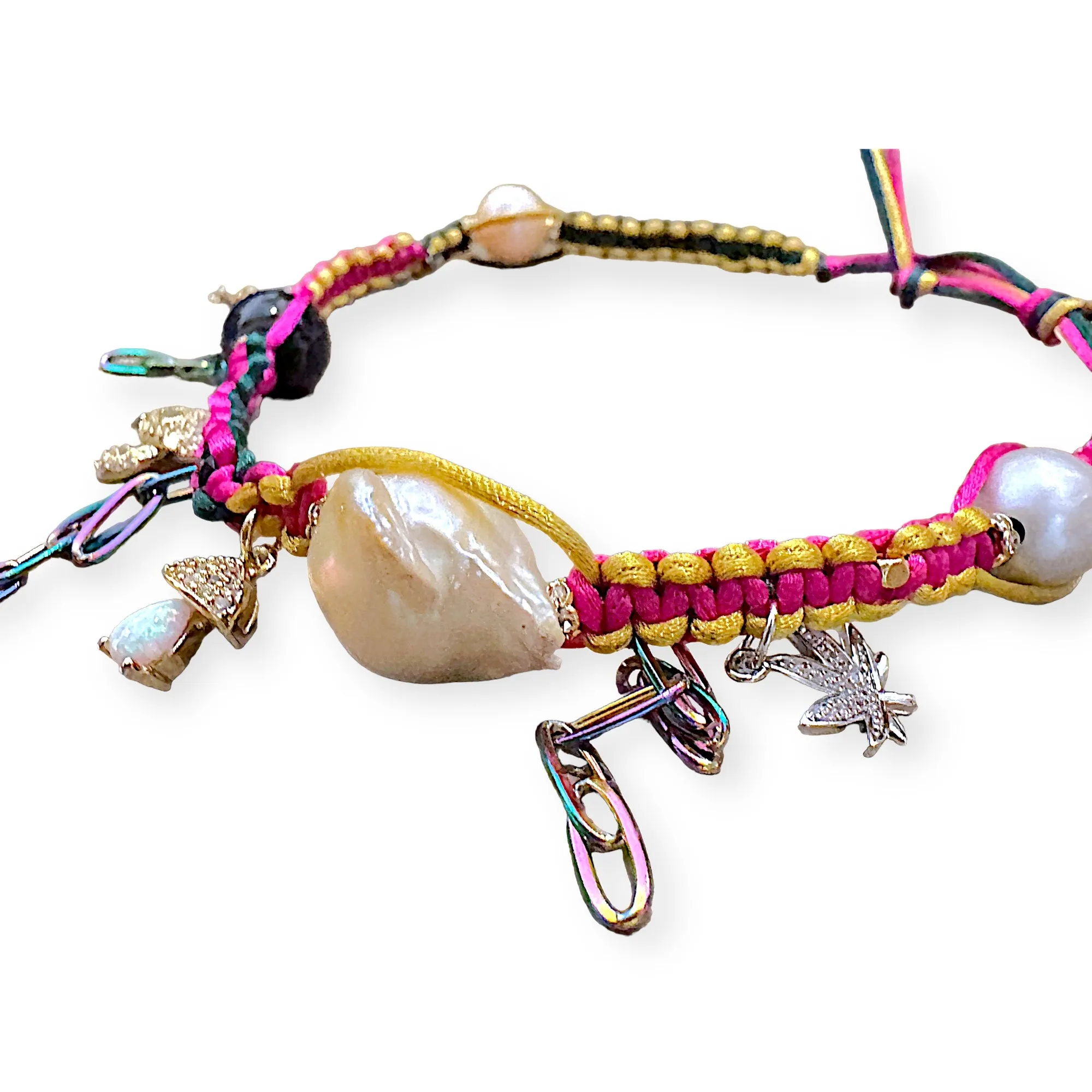 PSYCHEDELIC MERMAID LUCKY CHARM SILK ROCKER CHOKER