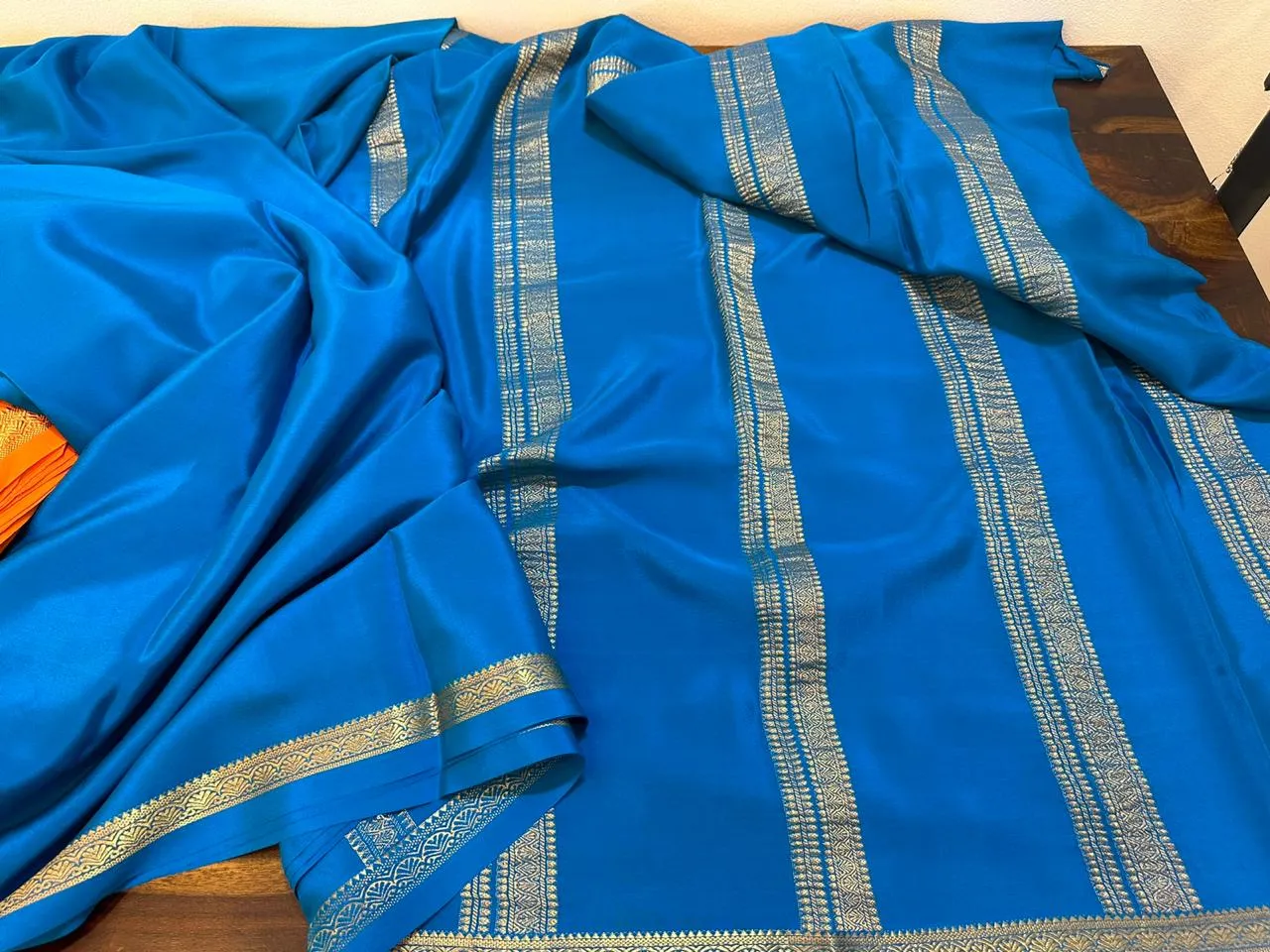 Pure Mysoore Silk Saree with Pure Real Gold and Real Silver Zari Work