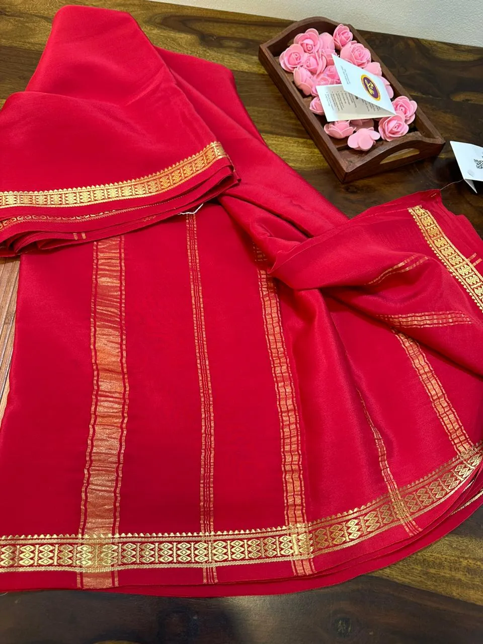 Pure Mysoore Silk Saree with Pure Real Gold and Real Silver Zari Work