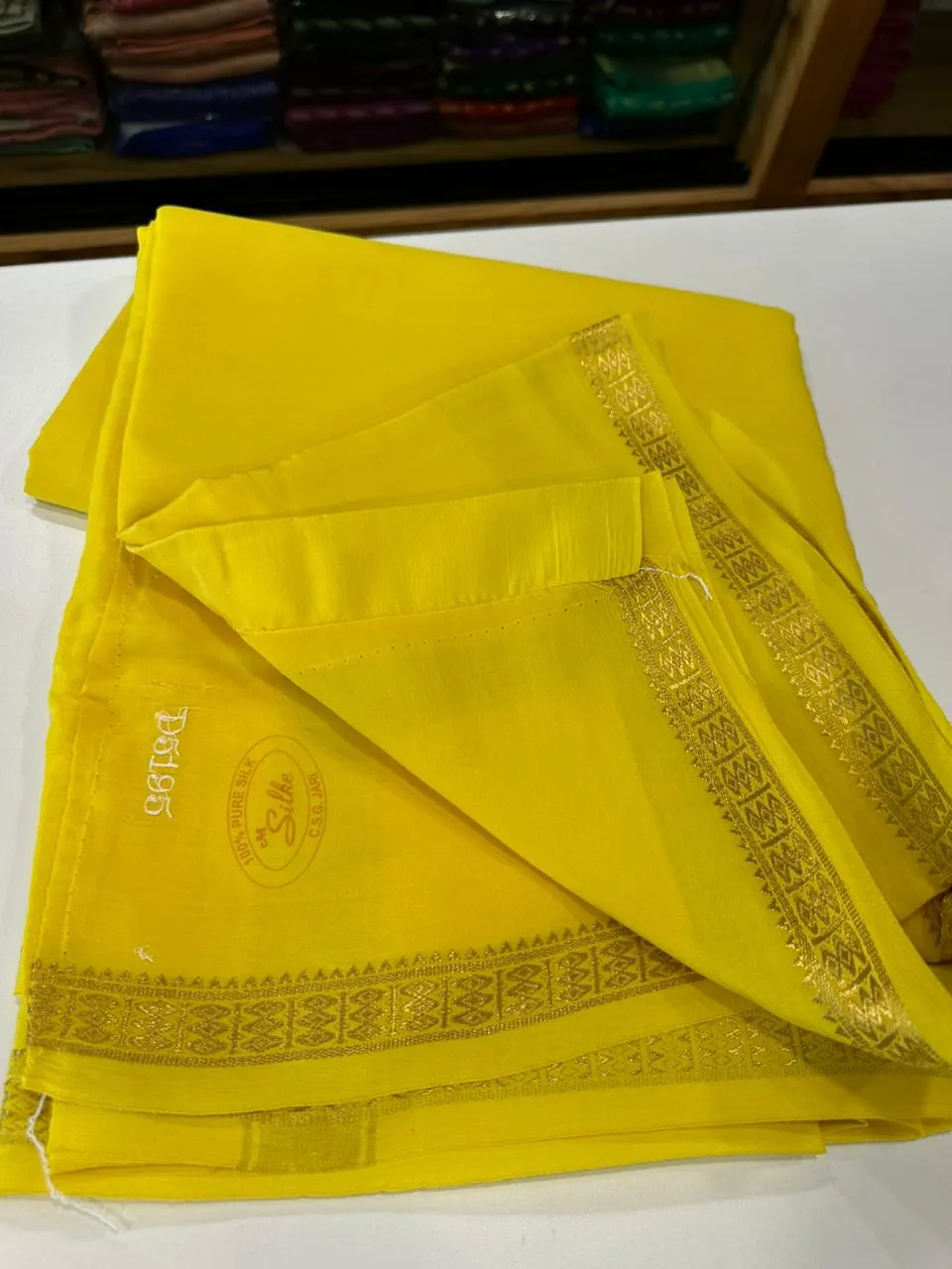 Pure Mysoore Silk Saree with Pure Real Gold and Real Silver Zari Work