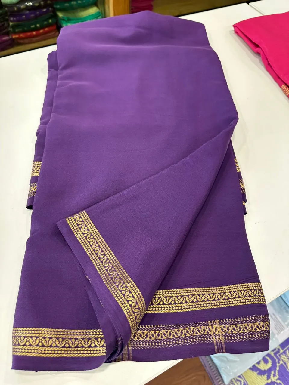 Pure Mysoore Silk Saree with Pure Real Gold and Real Silver Zari Work
