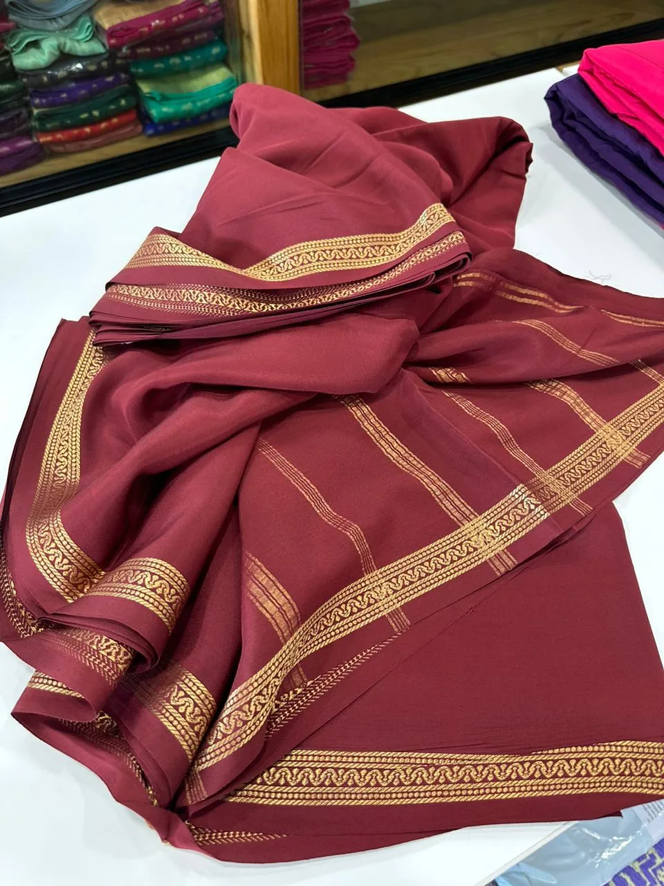 Pure Mysoore Silk Saree with Pure Real Gold and Real Silver Zari Work