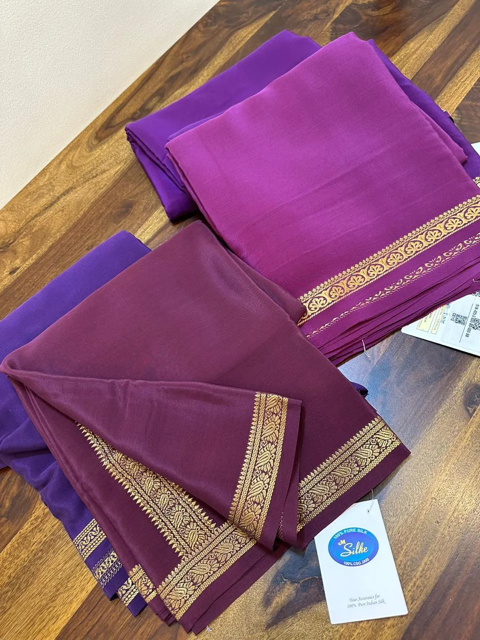 Pure Mysoore Silk Saree with Pure Real Gold and Real Silver Zari Work