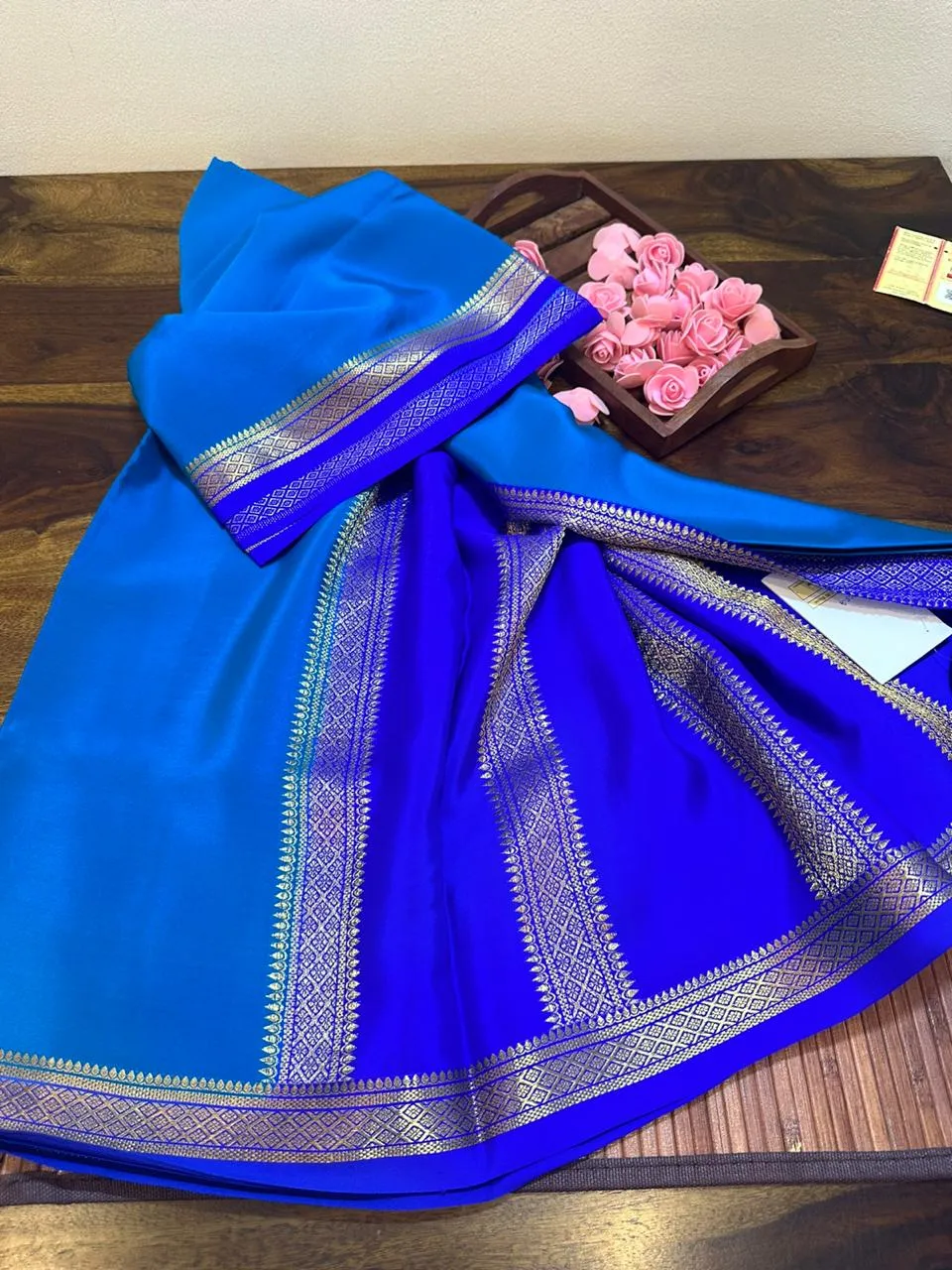 Pure Mysoore Silk Saree with Pure Real Gold and Real Silver Zari Work