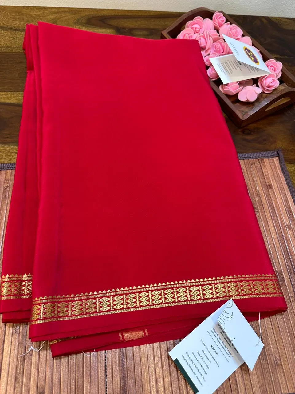 Pure Mysoore Silk Saree with Pure Real Gold and Real Silver Zari Work