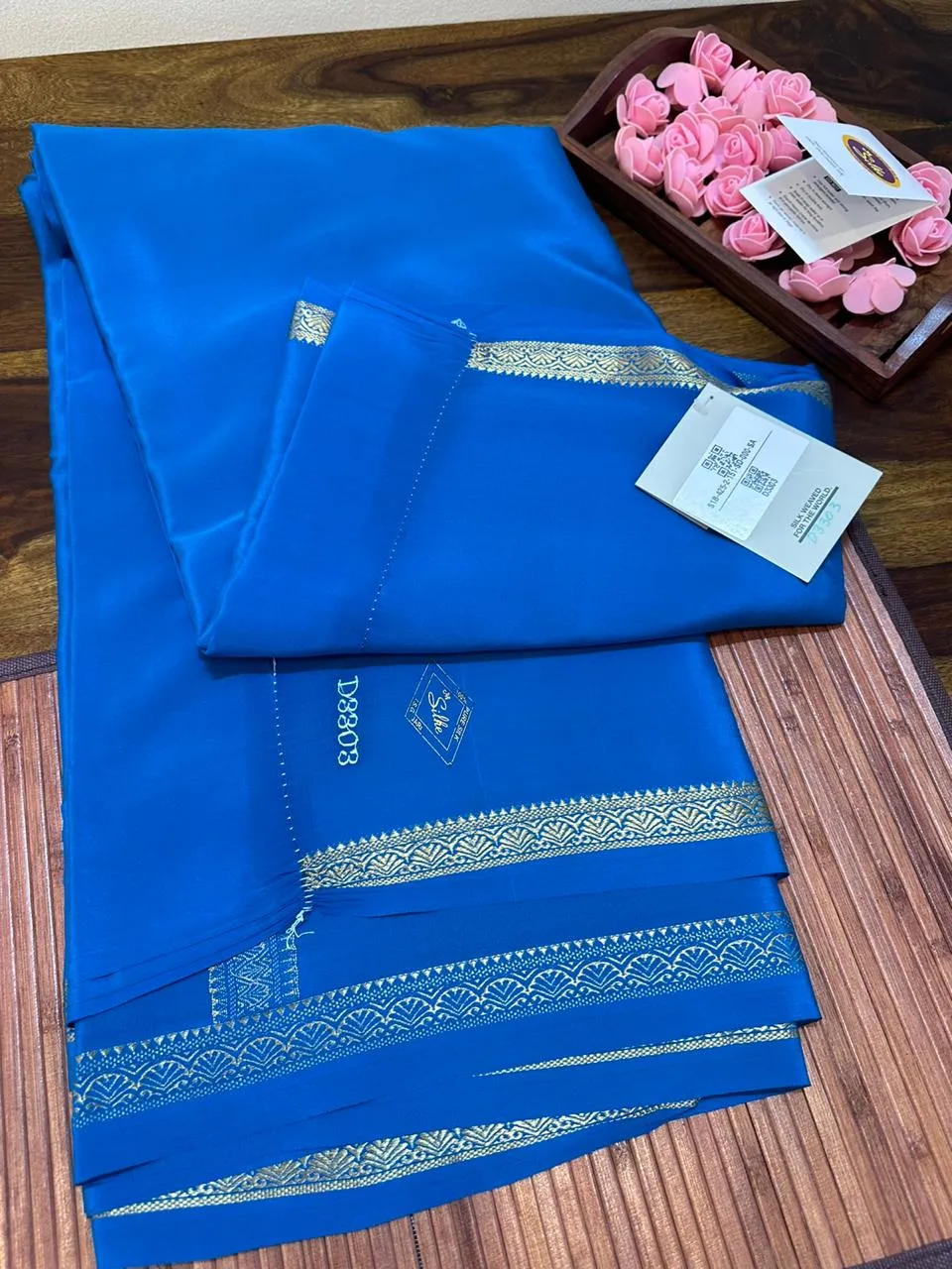 Pure Mysoore Silk Saree with Pure Real Gold and Real Silver Zari Work