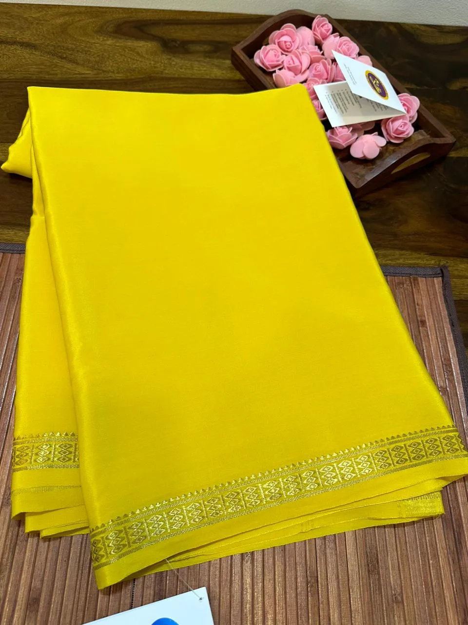Pure Mysoore Silk Saree with Pure Real Gold and Real Silver Zari Work