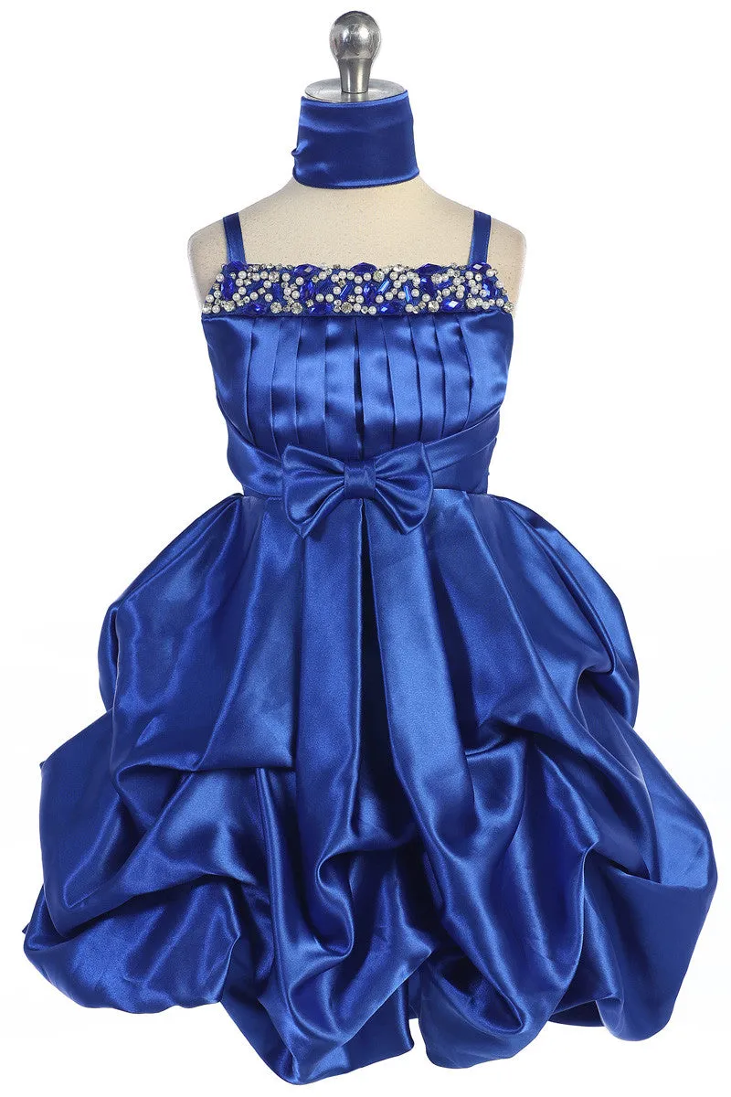 Purple Satin Pearl & Rhinestone Beaded Dress D 4308