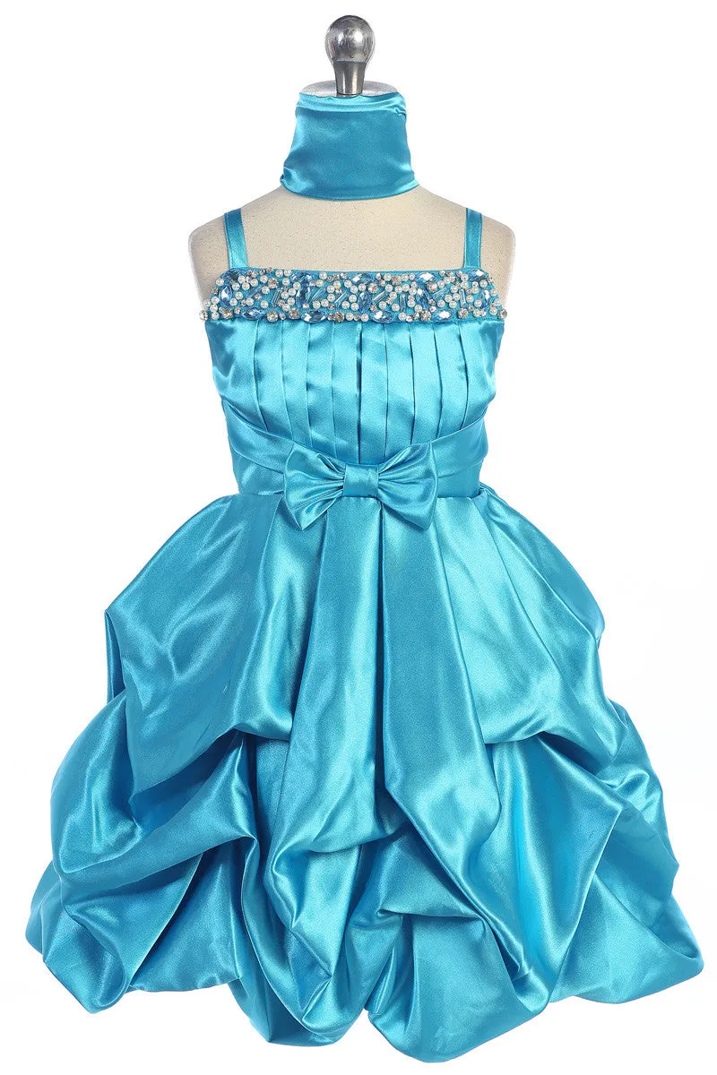 Purple Satin Pearl & Rhinestone Beaded Dress D 4308