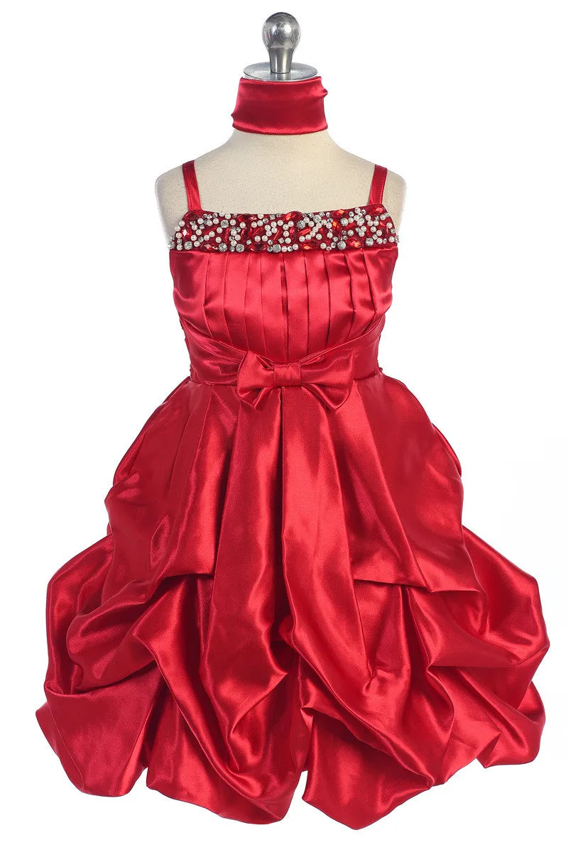 Purple Satin Pearl & Rhinestone Beaded Dress D 4308