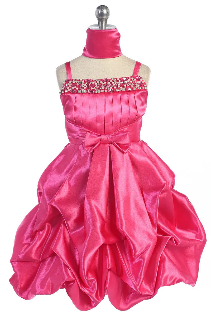 Purple Satin Pearl & Rhinestone Beaded Dress D 4308