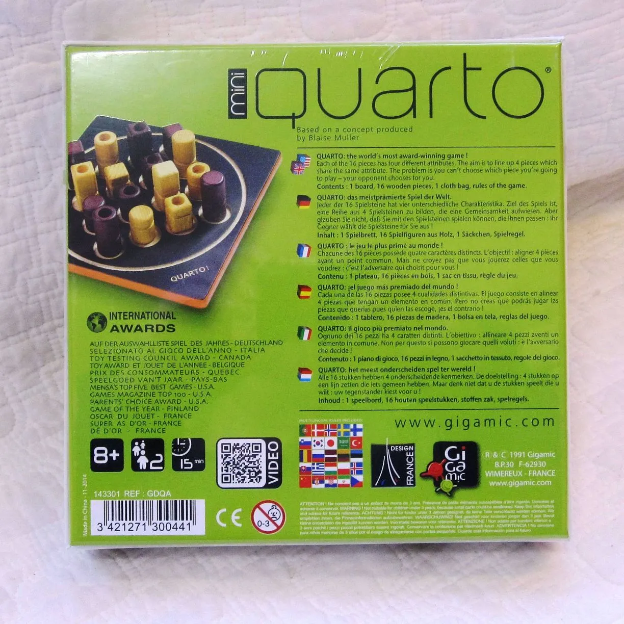 "Quarto" Mini, Portable Wooden Strategy Board Game, Ages 8 