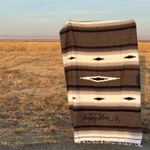 "This is my happy place" - Charcoal Throw - Mexican Blanket - Wholesale