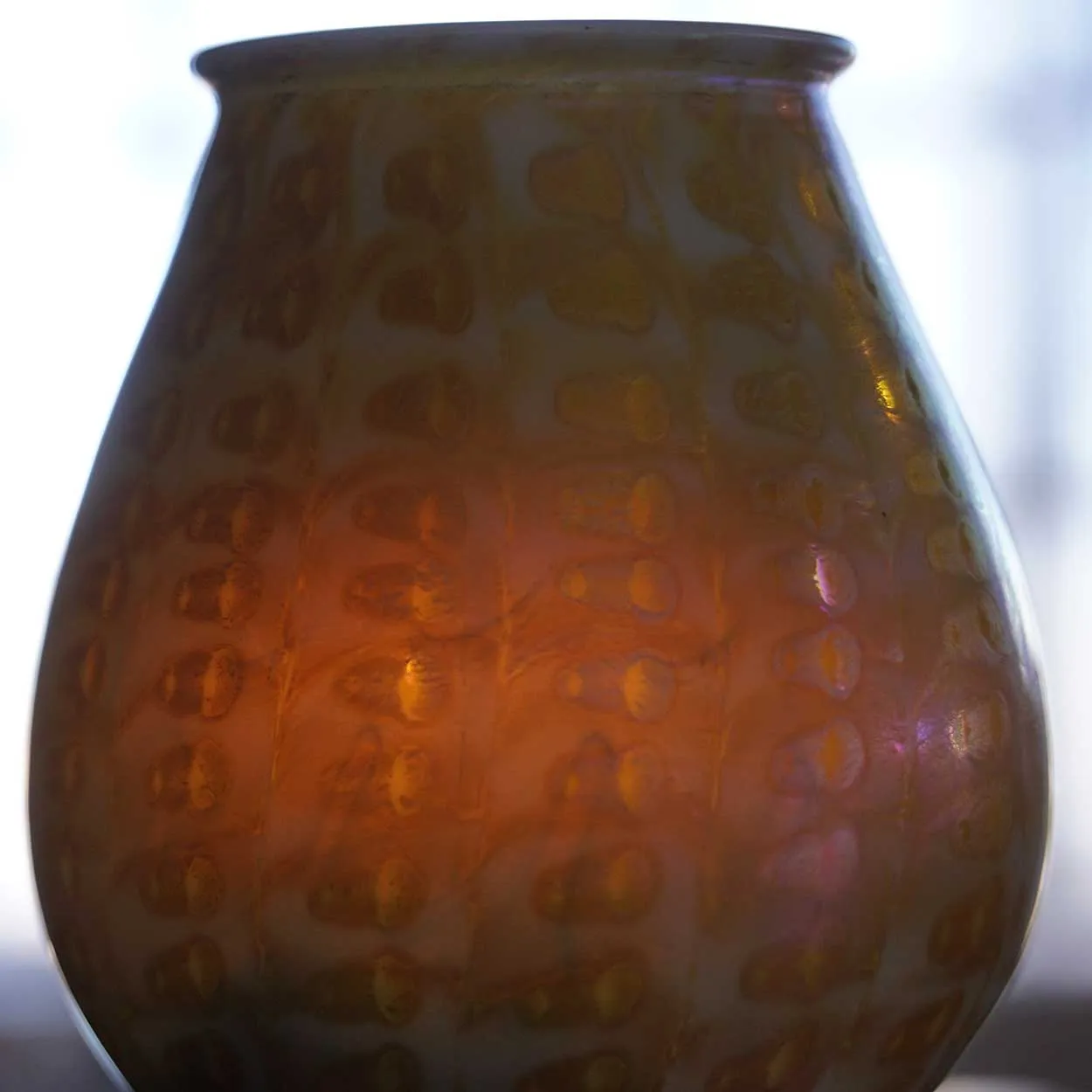 Rare American Quezal Glass Gold Zipper Pattern Candle Shade