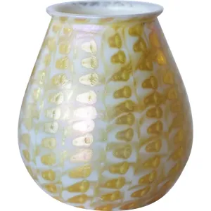 Rare American Quezal Glass Gold Zipper Pattern Candle Shade