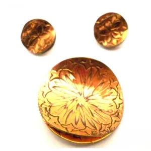 Rare Vintage GRET BARKIN Signed Engraved Copper Brooch & Earrings Hand Wrought