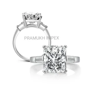 Rectangle Cut Moissanite Engagement Ring White Gold Vintage Celtic Engagement Ring for Women Diamond wedding Bridal Anniversary Gift 4.00ct