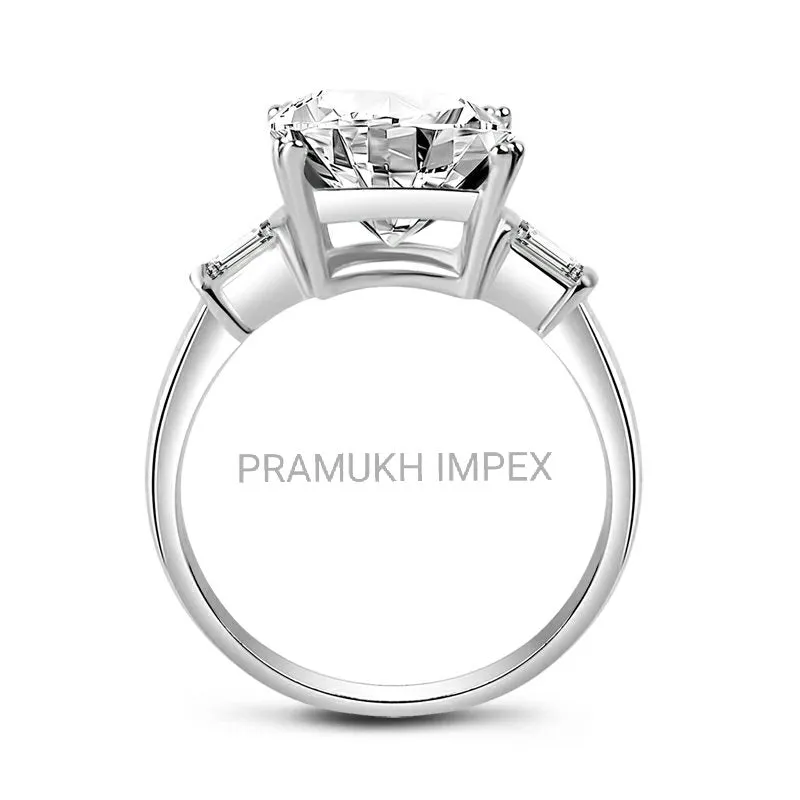 Rectangle Cut Moissanite Engagement Ring White Gold Vintage Celtic Engagement Ring for Women Diamond wedding Bridal Anniversary Gift 4.00ct