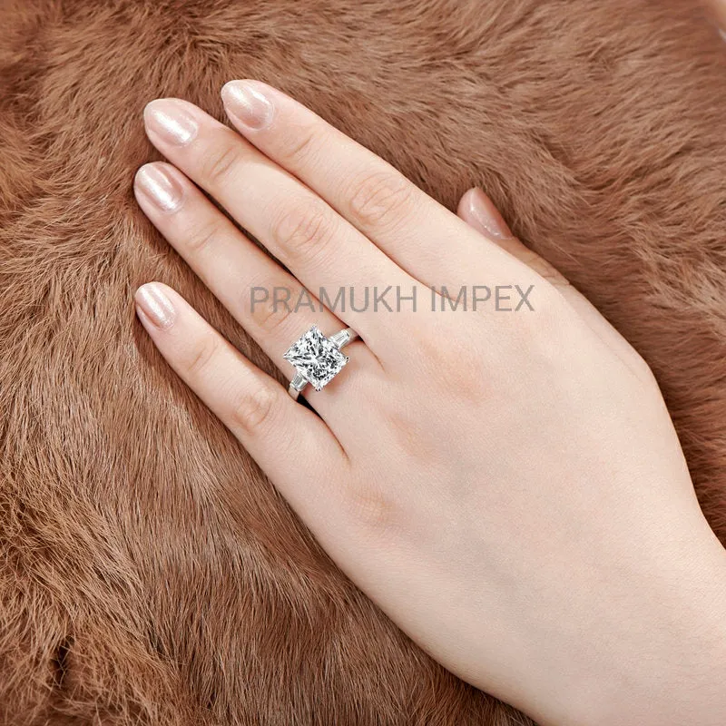 Rectangle Cut Moissanite Engagement Ring White Gold Vintage Celtic Engagement Ring for Women Diamond wedding Bridal Anniversary Gift 4.00ct