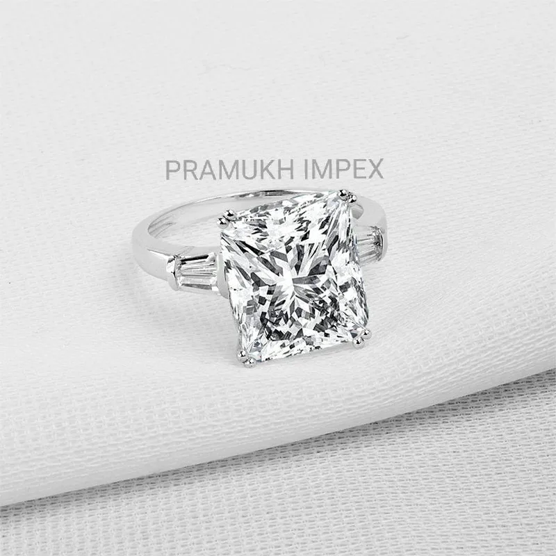 Rectangle Cut Moissanite Engagement Ring White Gold Vintage Celtic Engagement Ring for Women Diamond wedding Bridal Anniversary Gift 4.00ct