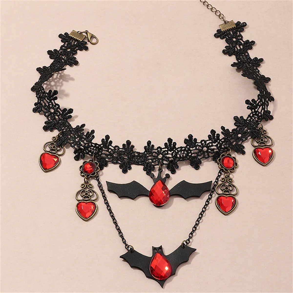 Red & Black Bat Choker Necklace