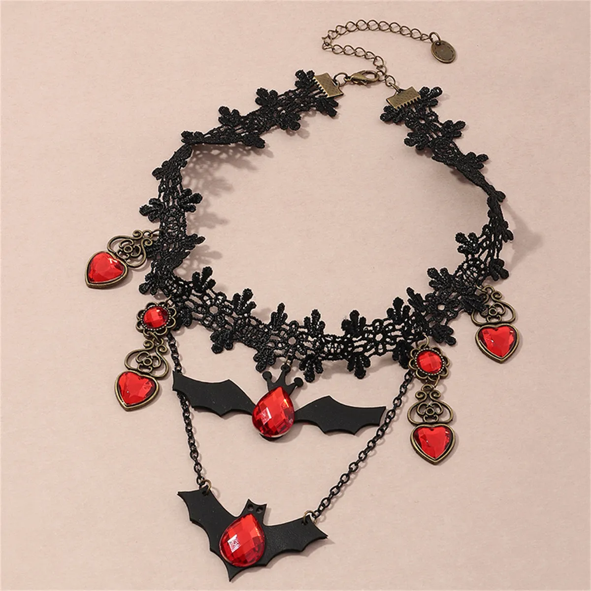 Red & Black Bat Choker Necklace