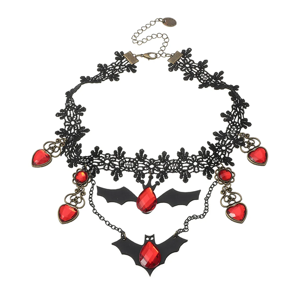 Red & Black Bat Choker Necklace