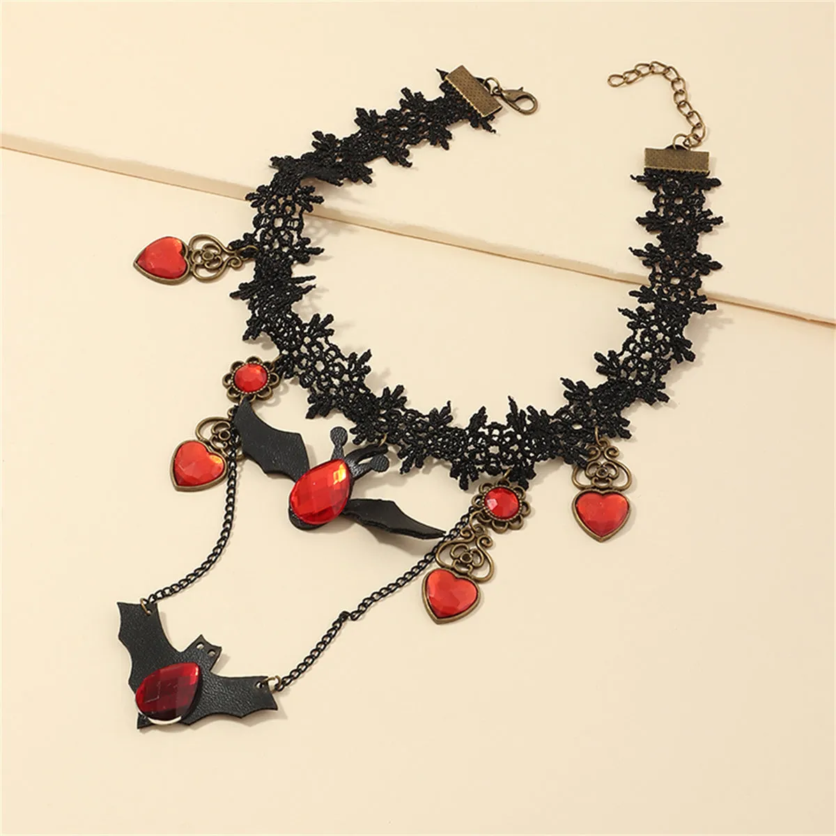 Red & Black Bat Choker Necklace