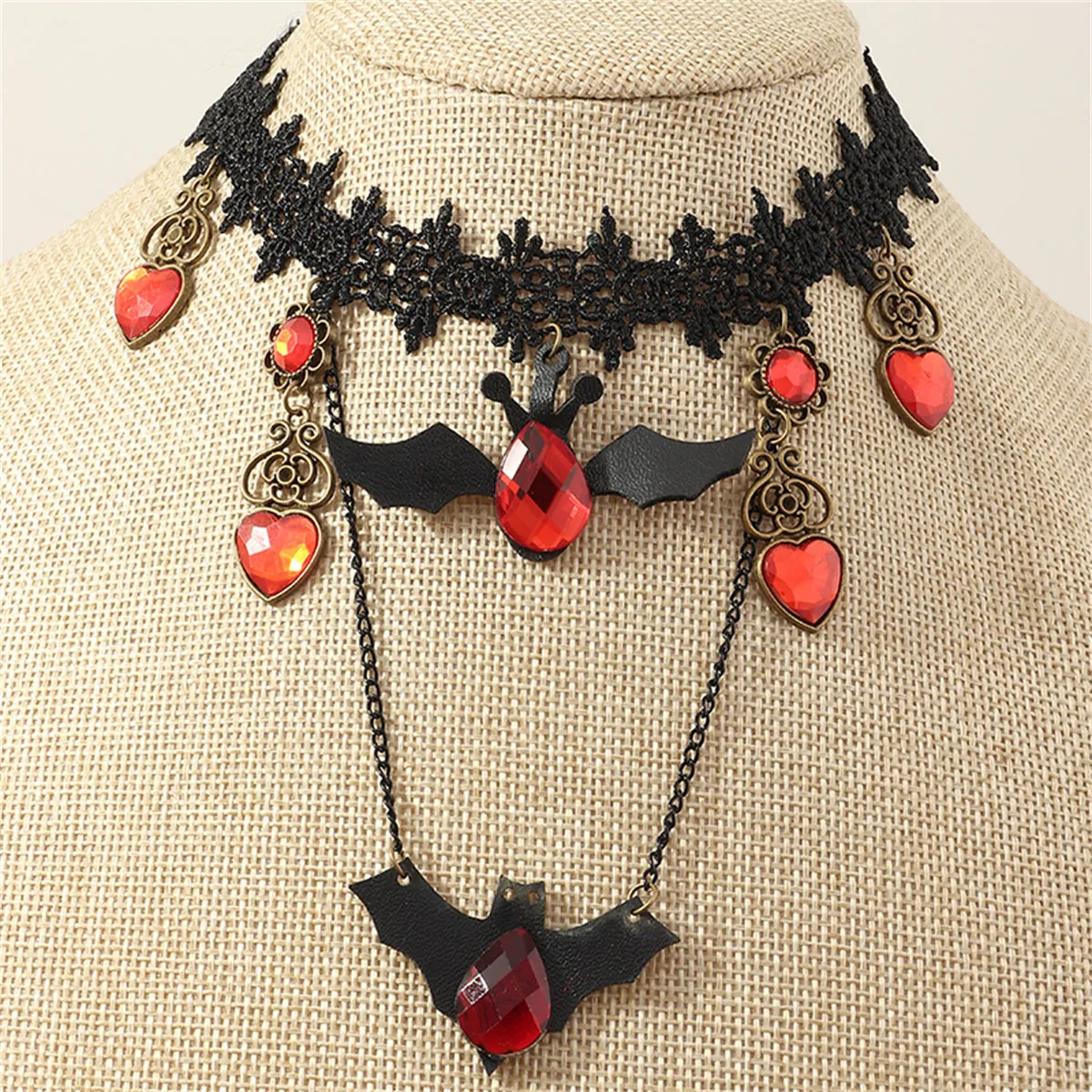 Red & Black Bat Choker Necklace