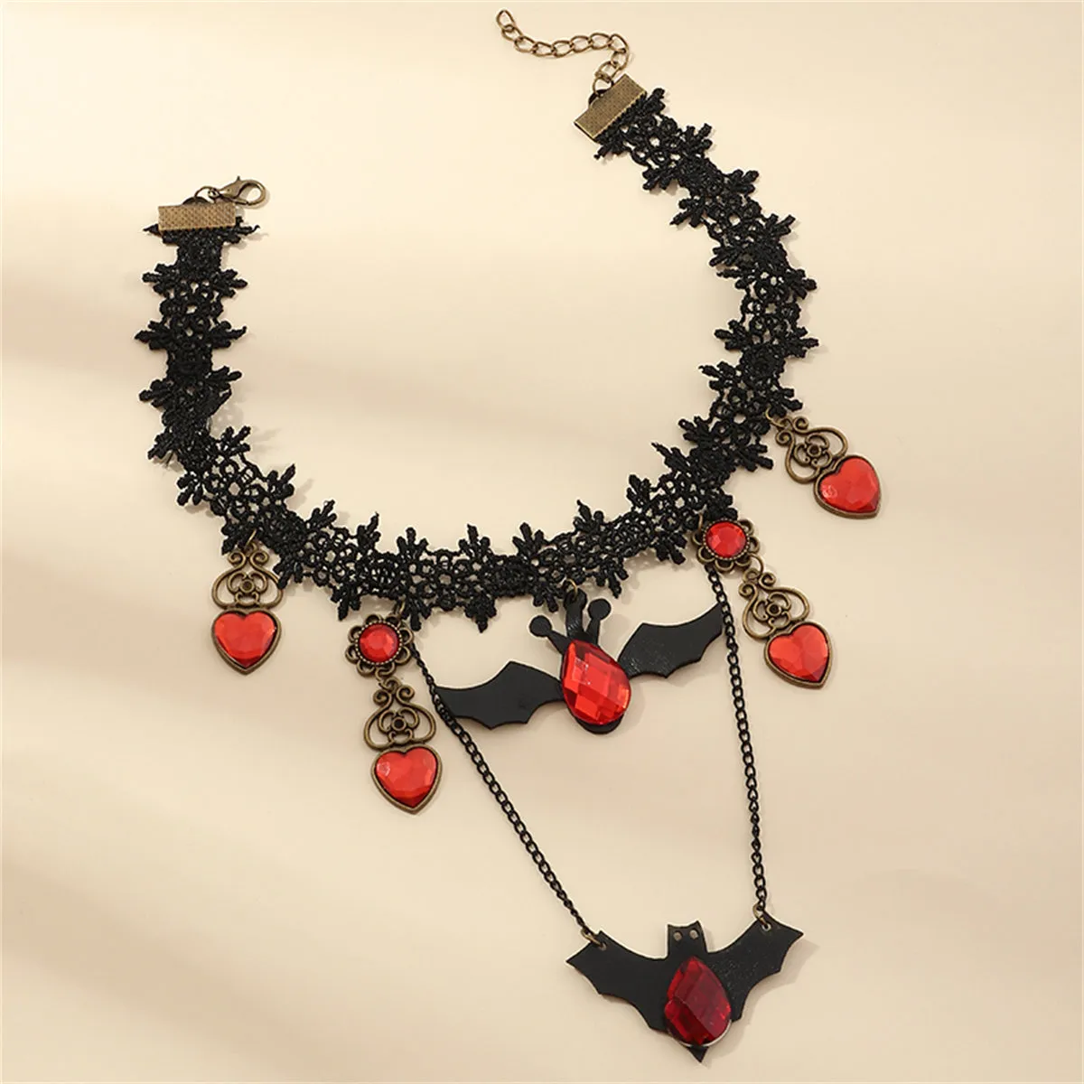Red & Black Bat Choker Necklace