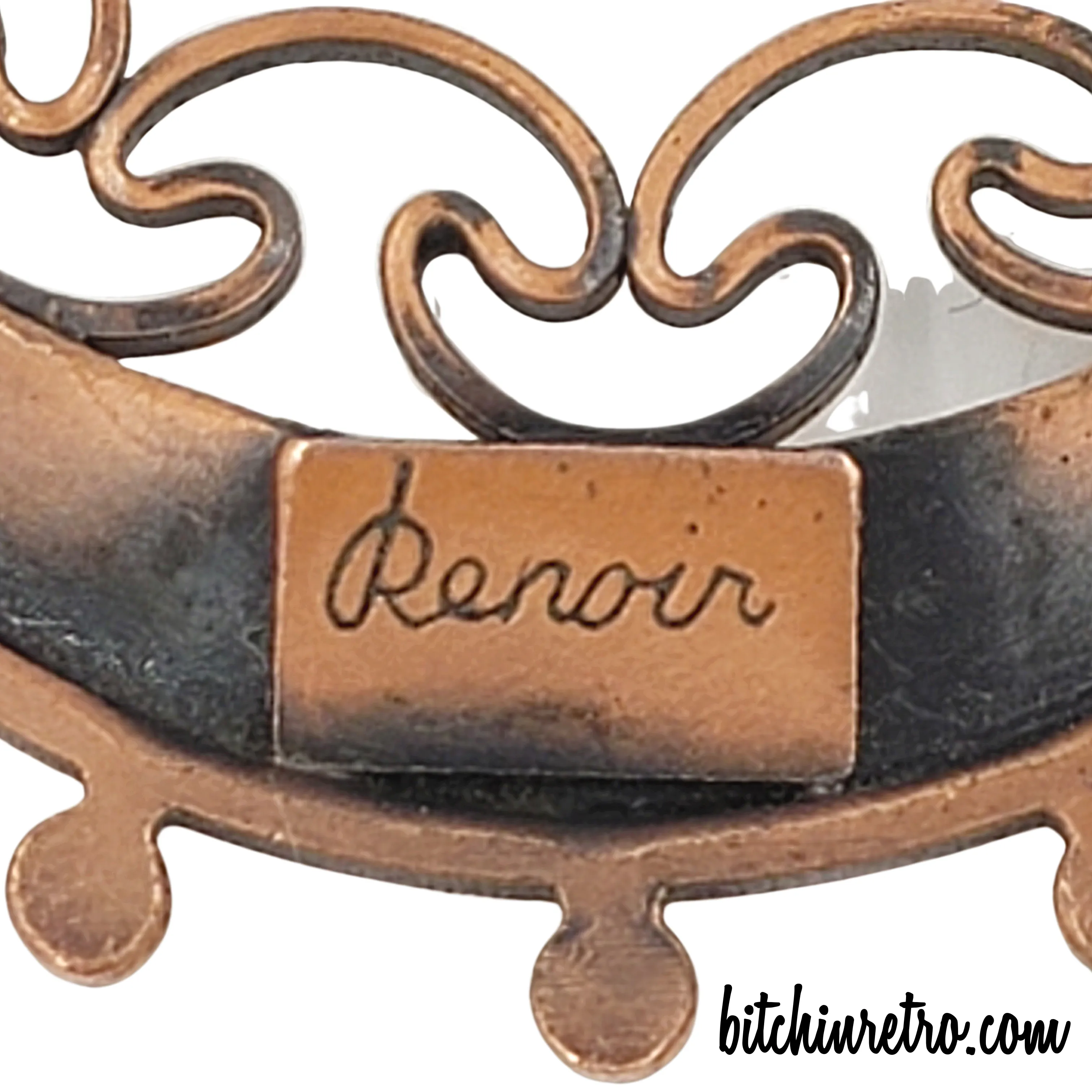 Renoir Vintage Copper Link Necklace With Scalloped Edges