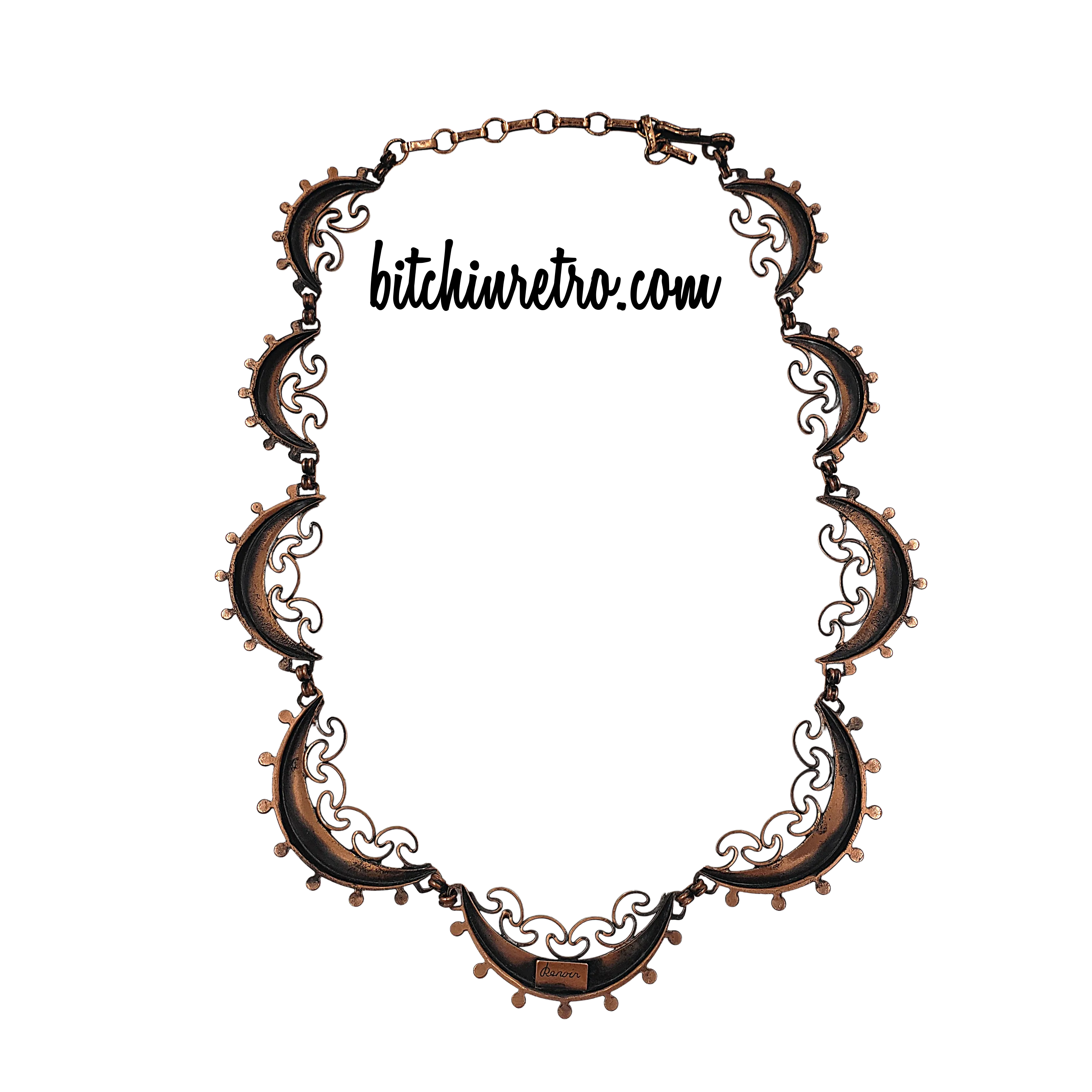 Renoir Vintage Copper Link Necklace With Scalloped Edges