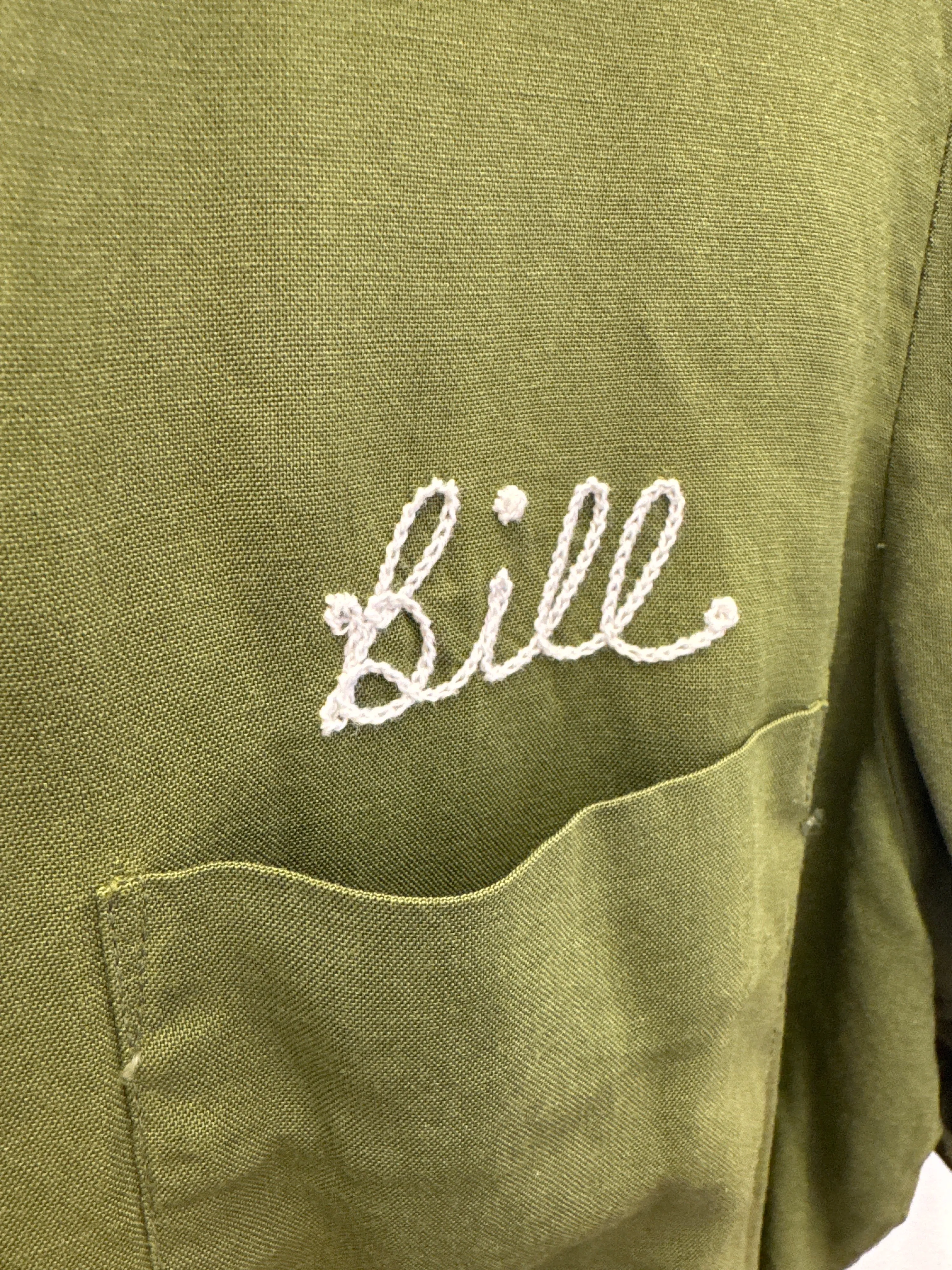 Retro Army Green Bowling Shirt