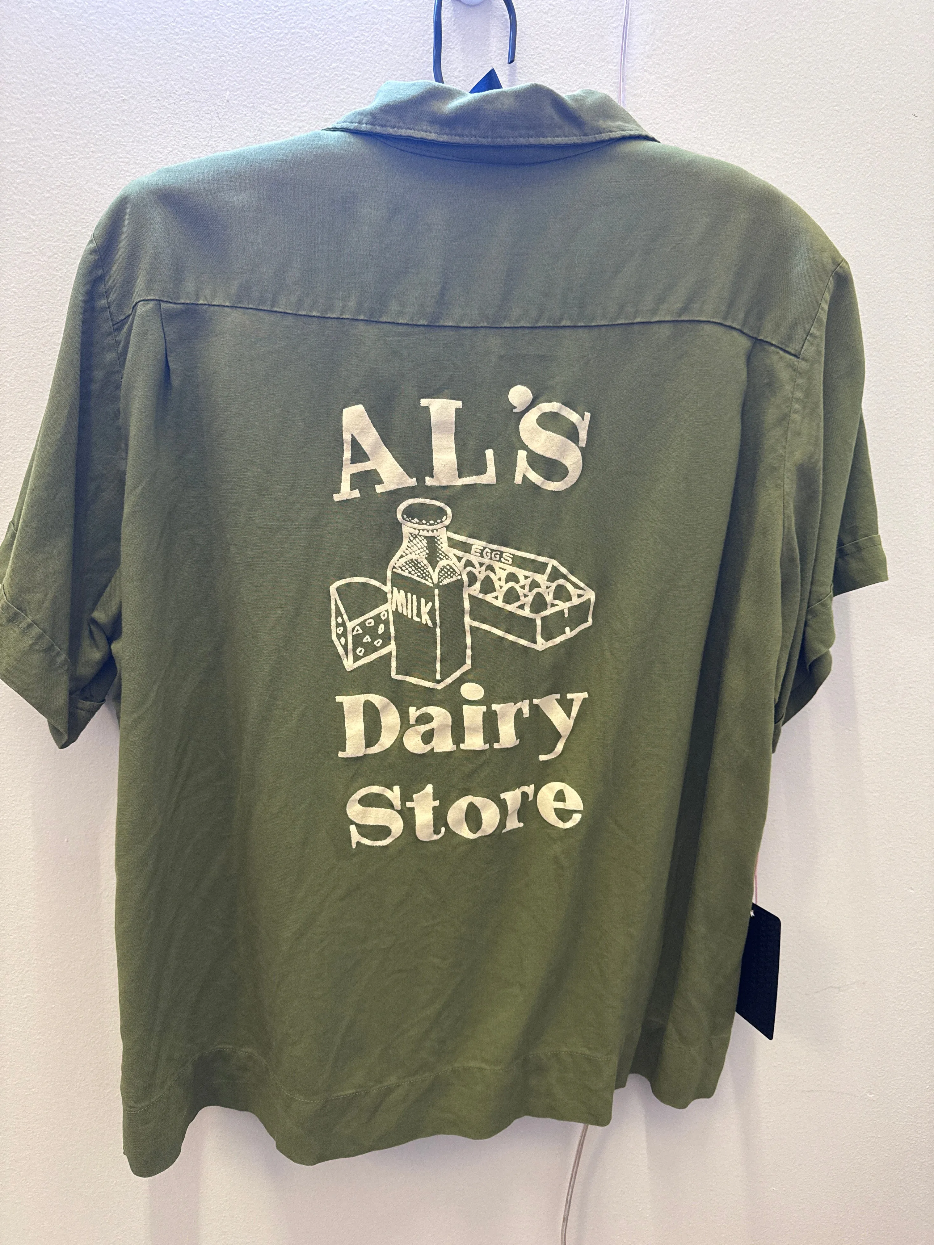 Retro Army Green Bowling Shirt